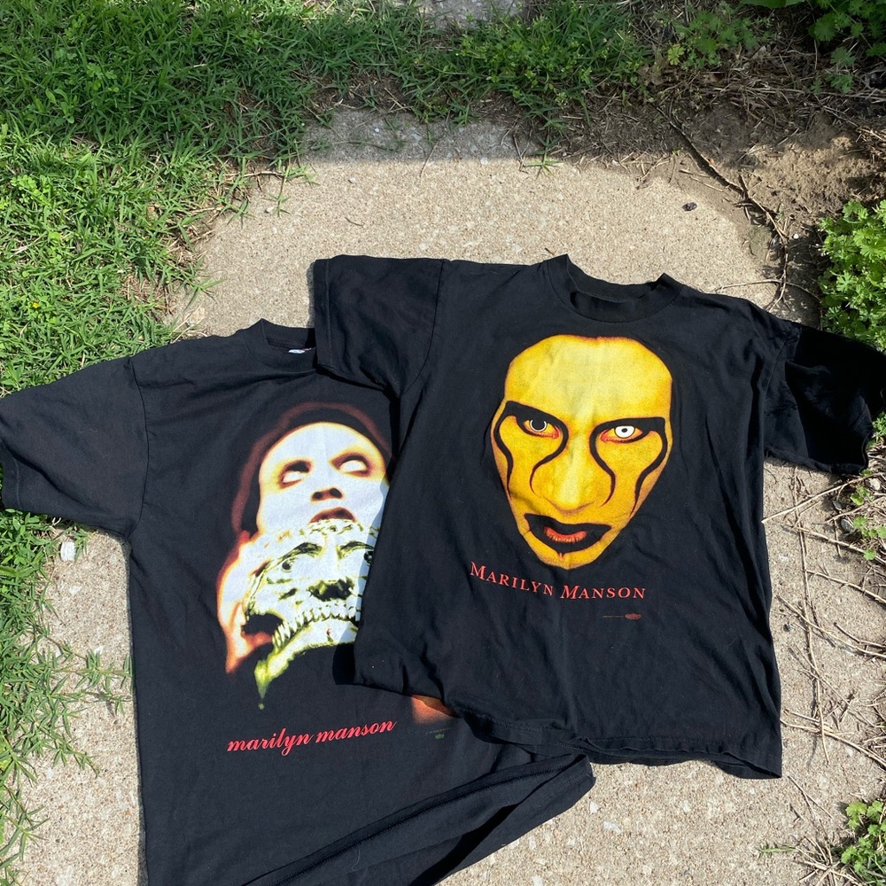 Black Marilyn Manson Graphic T-Shirts
